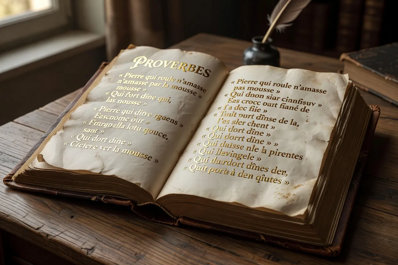 Vieux dictionnaire de proverbes français ouvert — témoignage de l'histoire de la parémiologie française
